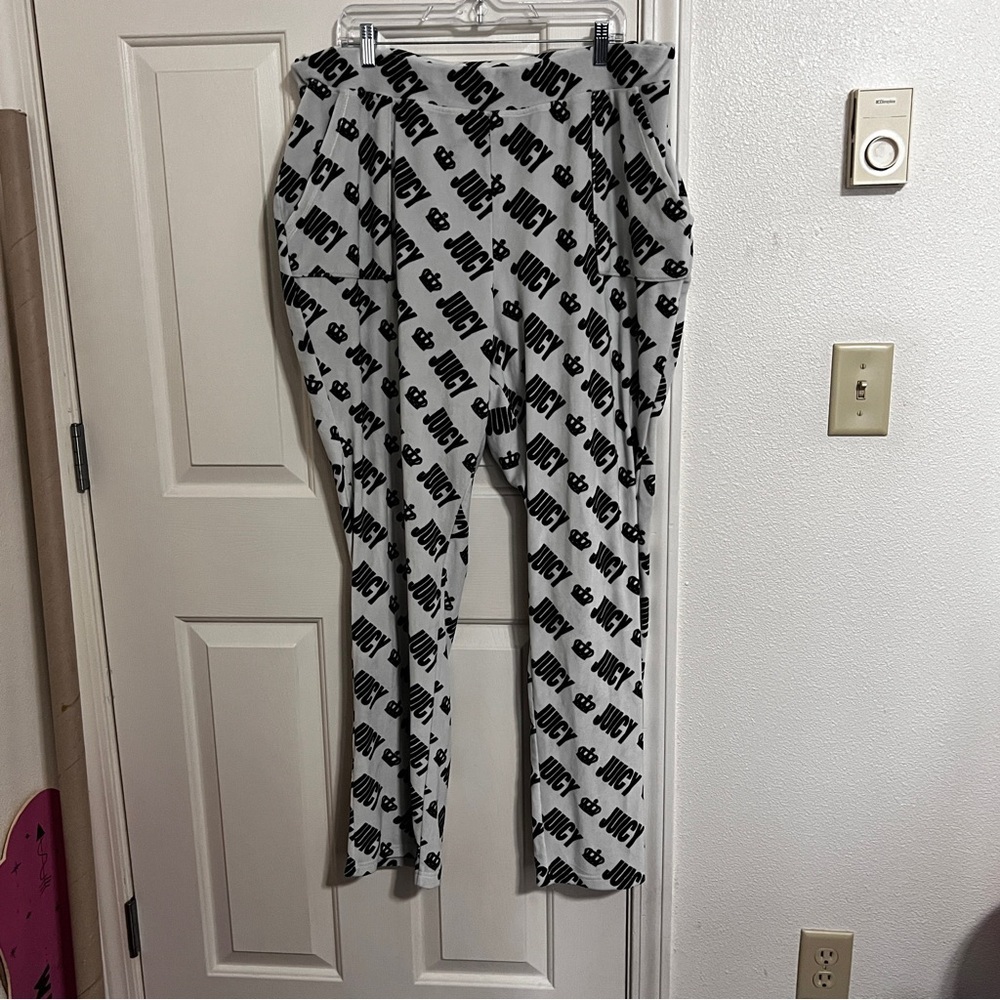 Juicy Couture Women White  Velour Y2K  Joggers Tracksuit Bottom Pant Size 2X